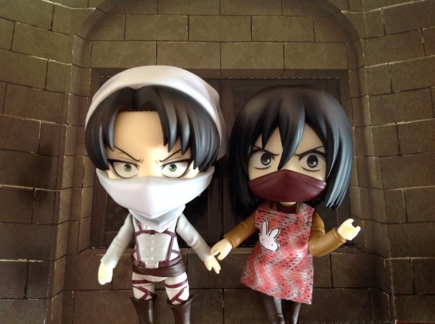 oliviamika:  levi&amp;mikasa  clean battle！！！！！ I made the pink apron