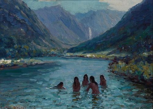 Women bathing, Hawaii    -    Lionel Walden  , n/dAmerican,  1861-1933Oil on canvas, 25.72 × 35.56 c