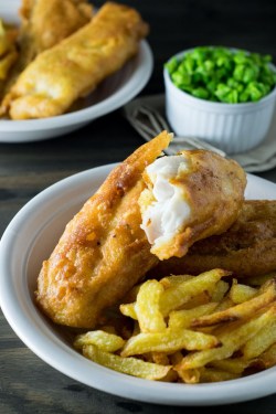 intensefoodcravings:  Fish and Chips - crispy outside, moist inside and not greasy at all!