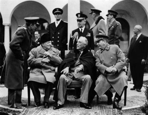historicpicturess: Churchill, Roosevelt and Stalin, the three great winners at the Yalta Conference 