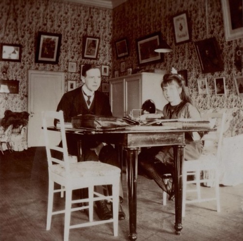 thelastromanovsofrussia:Anastasia with her English tutor, Charles Sydney Gibbes.