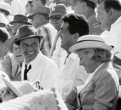 foreverfranksinatra:  Frank and Dean at a Los Angeles Dodgers-Chicago White Sox World Series game, 1959. 