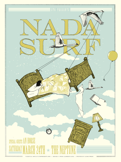 Nada SurfHandmade screenprint by Frida Clements (2012)This print on your wall will inspire you to fl