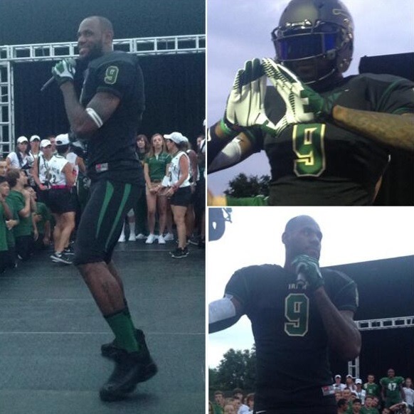 fuckyealebronjames:  Bron showcasing the new jerseys the St. Vincent–St. Mary