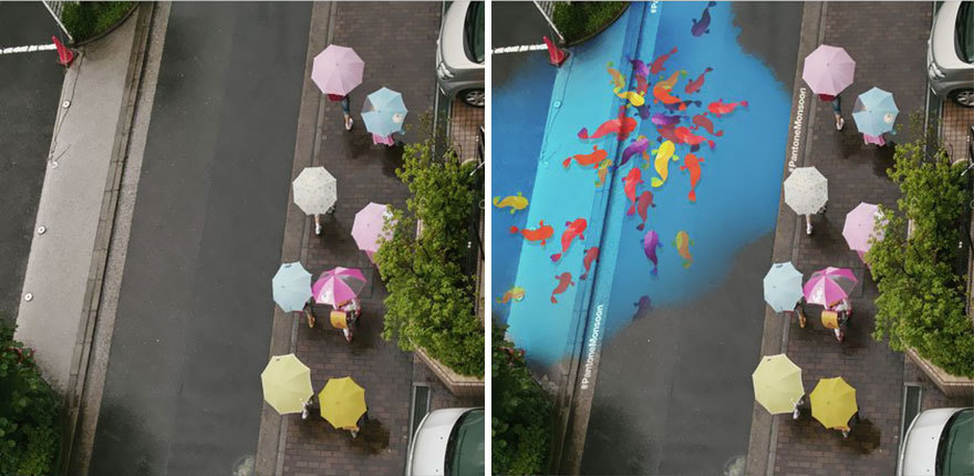 boredpanda:    Colorful Murals Appear On Roads Only When It’s Raining   