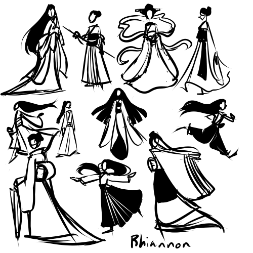 character thumbnails! based on the legend of Rhiannon but culture shifted into feudal japan