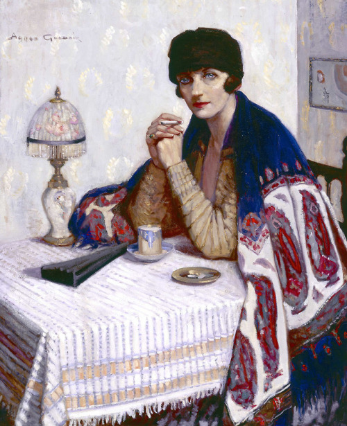 Agnes Goodsir - Girl with Cigarette - 1925Note:The portrait shows her lover, Rachel Dunn (aka Cherry