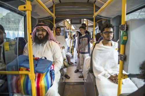 &ldquo;Pilgrims use public transportation to get around Mecca during the rituals of the hajj.&rdquo;
