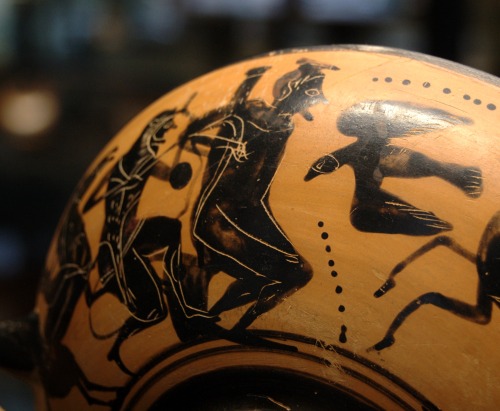 Heracles frees Prometheus.  Side A of a black-figure cup, in Boeotian style but thought to have