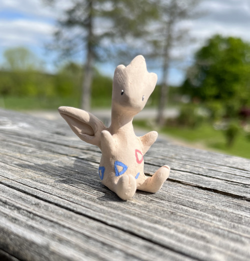 Realized Togetic was on the list of doable Pokes.  The underglaze here before the final glaze firing