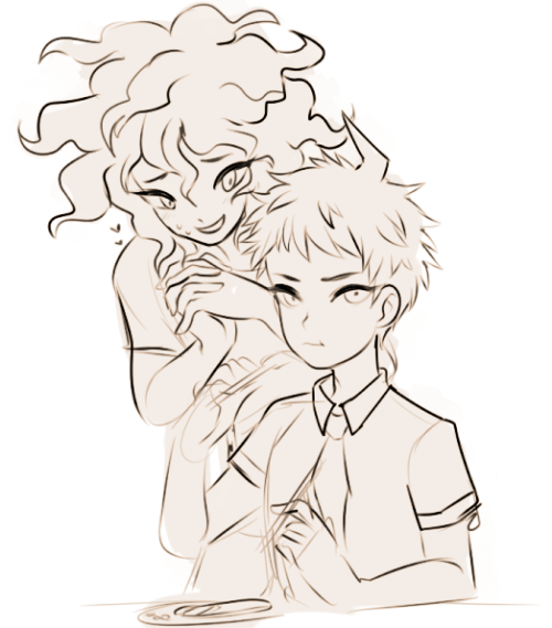 kinonbachika:  i havent posted personal art in forever but ok! komahina where komaeda cooks pieces of himself and feeds it to an unknowing hinata obsessively. 