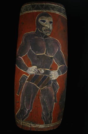 rgfellows:  So, in my art history class today, my professor was talking about something that is so fuckin awesome. These are warrior shields from the Wahgi people of Papua New Guinea. The warriors paint them with imagery meant to symbolize animals who