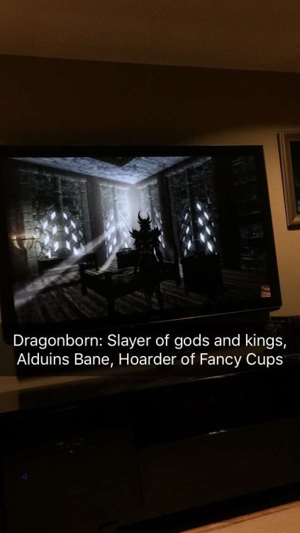 hiddenskyrim:  writing-is-a-bitch:  so this is how I spend my wednesday nights…  I’m not even remotely close to finished. Any goblet I find is going into the hoard   Gobletborn!