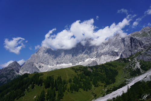 Orographic Cloud.Natural boundary of Dachstein, Austria.