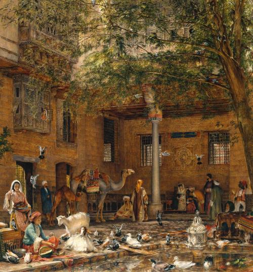 John Frederick Lewis, Study for ‘The Courtyard of the Coptic Patriarch’s House in Cairo’, 1864