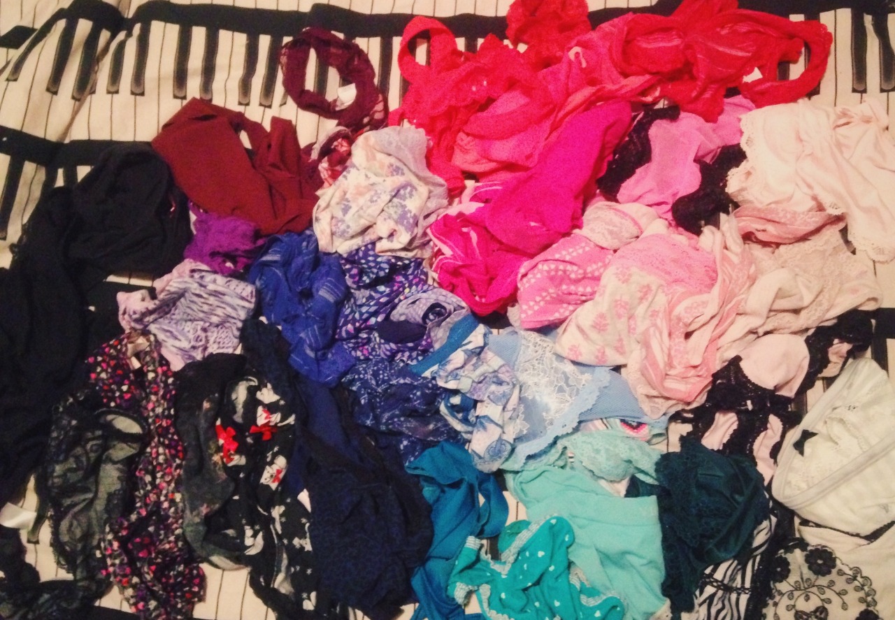 prettytitsnaughtymind:  my rainbow collection of panties…might have a bit of an