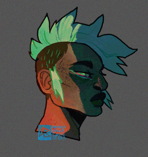 anonbeadraws:some colour style testing and first piece of 2020!(I.D - illustrated headshot of a blac