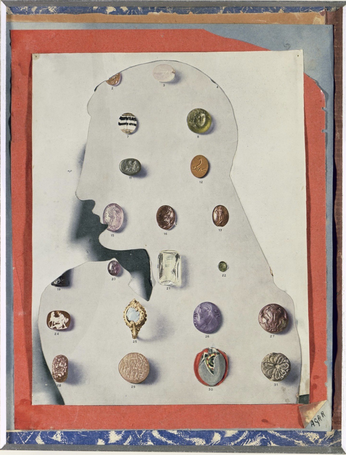 desimonewayland:Eileen Agar&rsquo;s collage on paper, Precious Stones (1936).