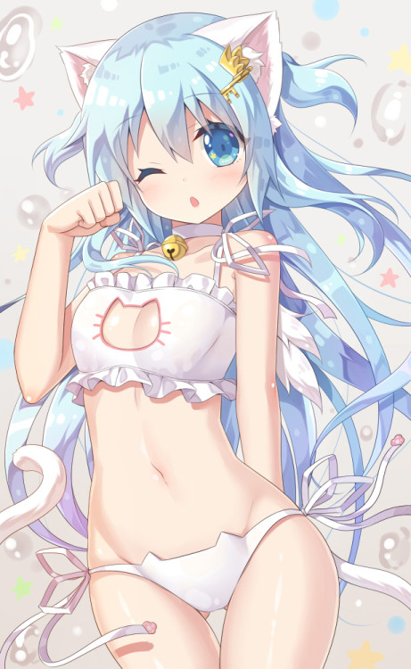 little-miss-ayumi: lewd-lounge: Pettanko Cat Lingerie set requested by @mexiwolf All art is s