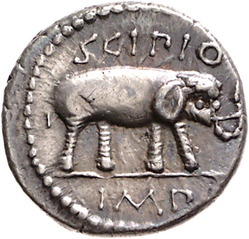Roman civil war commanders - Metellus Scipio (d. 46 BCE)Coin issued by Metellus Scipio, who commande