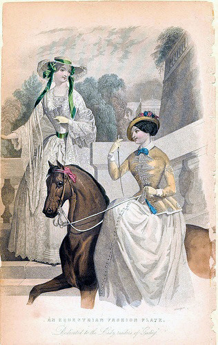 An equestrian fashion plate from Godey’s Lady’s Book, 1842