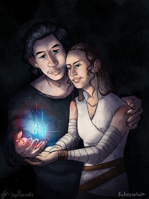  A Reylo Fan art by @fahrennheit (Twitter: Fahrennheit) and Spellsboundsxo   (Twitter: Spellsboundsx