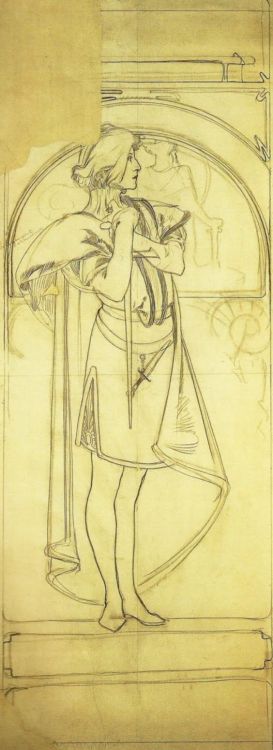 Sarah Bernhardt, Hamlet by Mucha