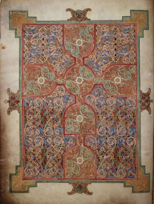 Carpet page from The Lindisfarne Gospels introducing the Gospel of Matthew - made for “God and St Cu