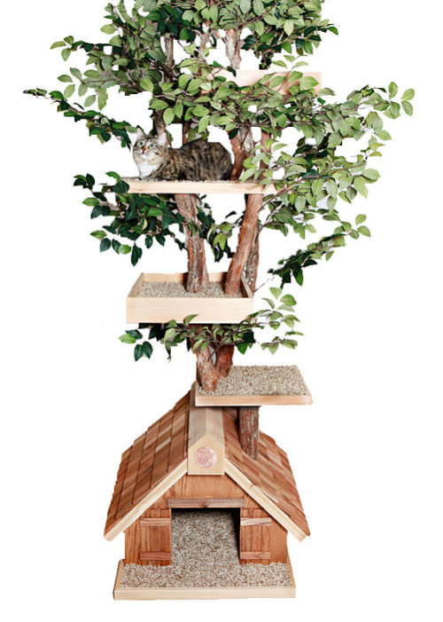 coolthingsyoucanbuy:Handmade, Pet Tree Houses