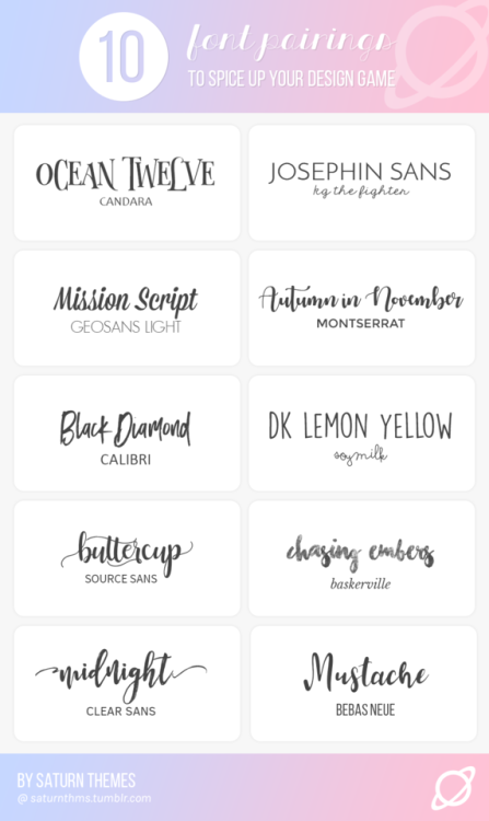 saturnthms: After the success of my first font pairing post, I decided to make another one!I hope yo