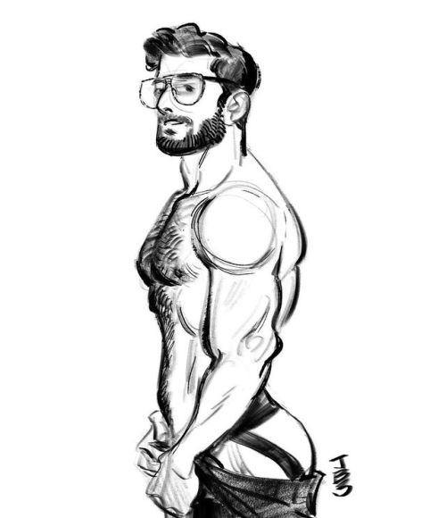jasonshorrillustration:  Sunday morning #inktober  #beefcake #illustration #sketchbook #queerart #gayart https://www.instagram.com/p/B3kYWGLBoE9/?igshid=lsk9inw68rsa