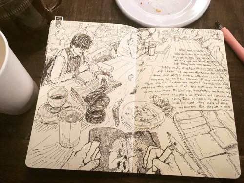 Cafe drawing with my roommate!