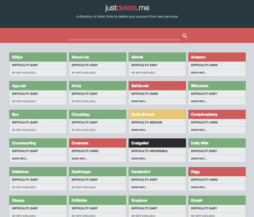 futurejournalismproject: Delete Yourself From Web Services With JustDelete.me JustDelete.me is a dir