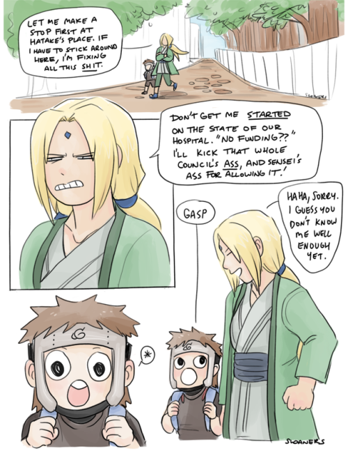 sloaners: Tsunade adopts Tenzo, a comic. A gift for @kiro-sveta