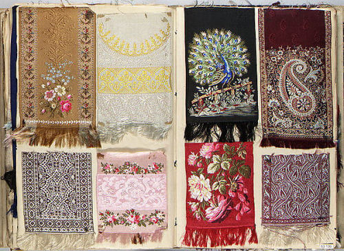 heaveninawildflower:Woven textiles from a French album (circa 1878).Images and text courtesy The Met