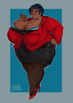 sweatertum:   everyone’s favorite busty businesswoman  commission – you can check out my commission page here!  