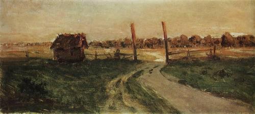 Landscape with an isba., 1899, Isaac LevitanMedium: oil,canvas