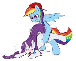 nsfw-sapphire-rarity:  kryptchildart:  Commission for Tailsic.  SeriousRainbowdash and Sapphire-eye-Rarity in some strap-on doggy style action  Sapphire love being rutted, especially by a Rainbow Dash :D    Hoooot @////@
