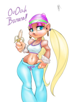 thefuckingdevil:So this happened! It started out a couple little drawings, but I had so much fun drawing her face!! I have a banana for her~ ;9
