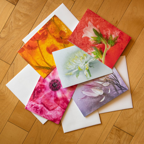 Handmade blank Greeting Cards with envelopes, set of 5 - Sweet Floral Collection, All Occasion Cards