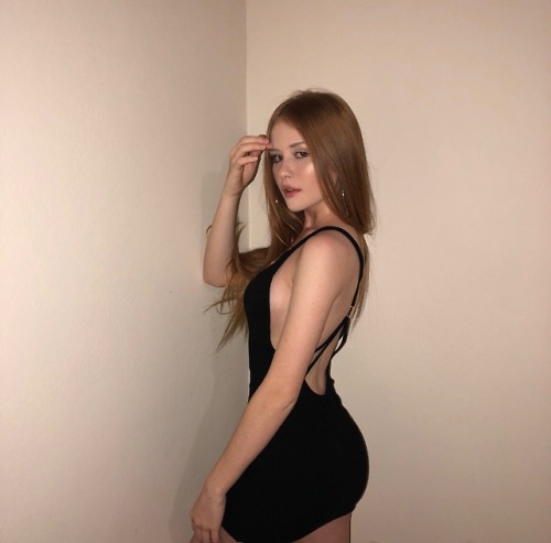 Porn Ginger in a black dress photos
