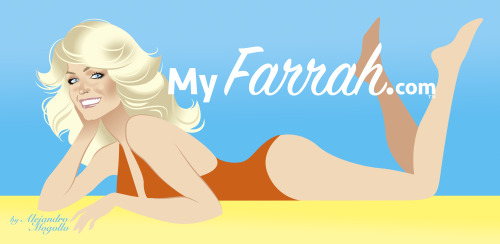 Playing with potential logos… what do you think? Trademark artwork of Farrah Fawcett for http