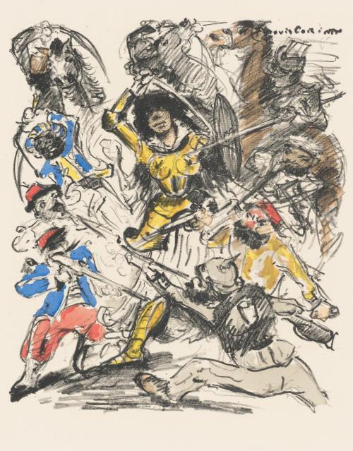  Lovis Corinth The Maid of Orleans Lithograph, hand colored, 41.7 × 33.4 cm, 1914