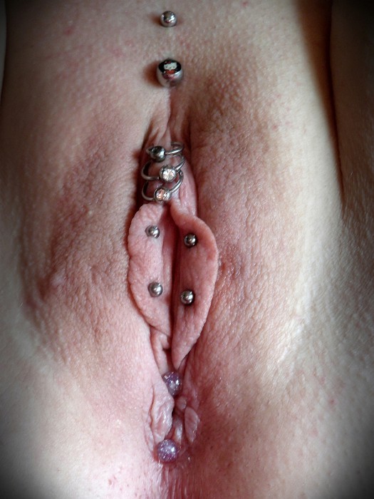 pussymodsgalore  Christina piercing, three horizontal clithood (HCH) piercings, inner