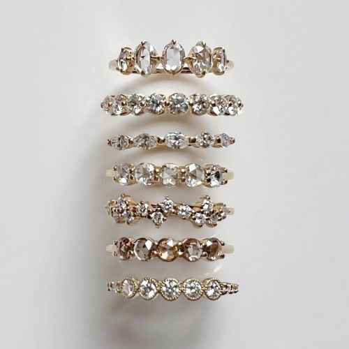 A diamond stacker for each day of the week  . . #madeinnyc #rosecutdiamond #marquisediamond #recycle