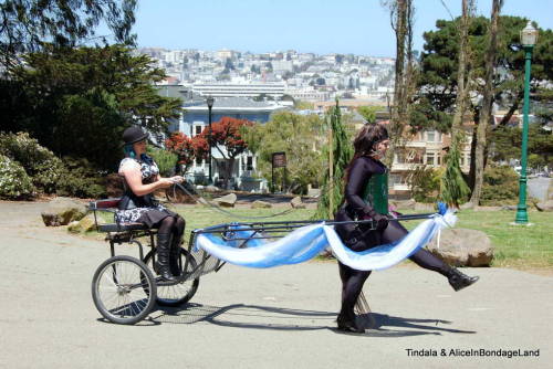 mistressaliceinbondageland:Public pony play in kinky San Francisco with Tinadala and Mistress Alice… this was SO MUCH FUN and the tourists loved it! More movies putting FUN back into FemDom at http://www.aliceinbondageland.com