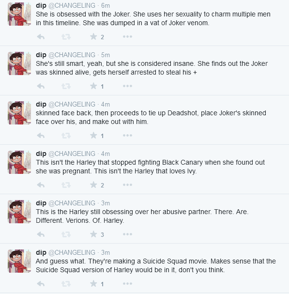 notdipper:  Ok I went on a Harley Quinn rant and tbfh you’re welcome