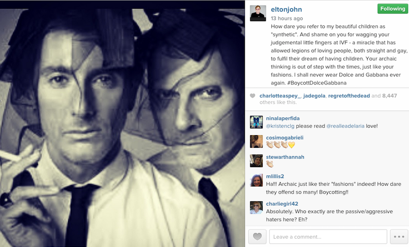 micdotcom:Dolce and Gabbana made some seriously homophobic comments — so Elton