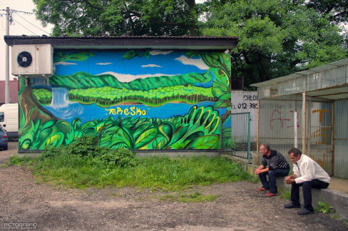 Teresko Mural on the wall of the little local shop in Skotniki suburbs of Krakow, Poland