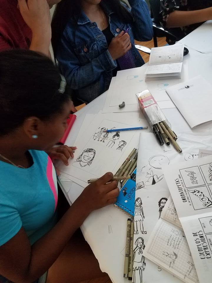 thebombbag:
“ Yesterday we finished our month-long comic book workshop with the Latin American Youth Center (LAYC)/Latino Youth Leadership Council (LYLC). Under the coordination of Shout Mouse Press and their story leaders, Santiago Casares, Liz...